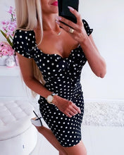 Load image into Gallery viewer, Hirigin Women Casual Boho Polka Dot Bow Sexy Bodycon Short Sleeve Dress Summer Holiday Sundress Beachwear New